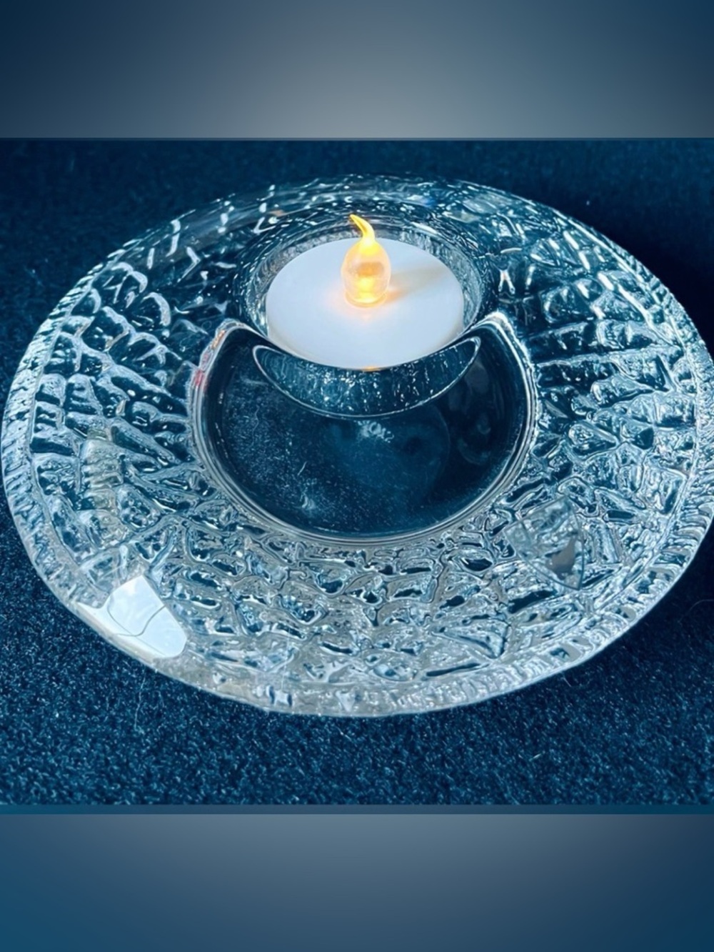 “ORREFORS•DISCUS” 
FROM SWEDEN 🇸🇪 CLEAR CRYSTAL CANDLE HOLDER